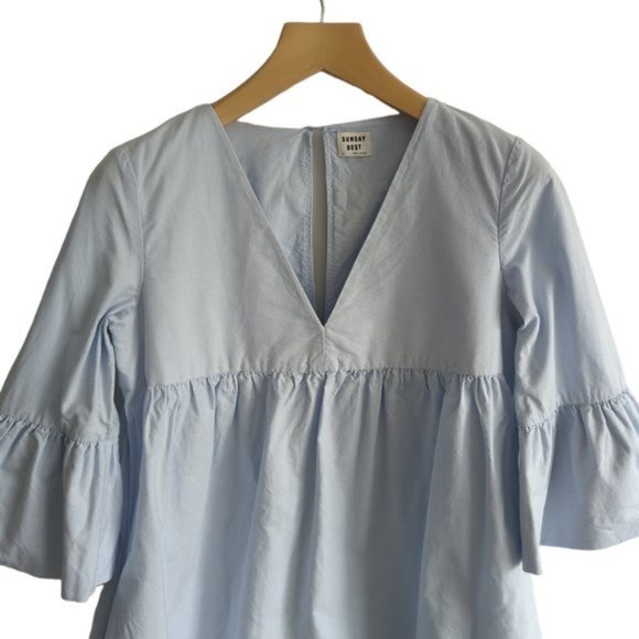 Aritzia Sunday Best Bell-Sleeve V-Neck Babydoll Dress - Picture 6 of 7